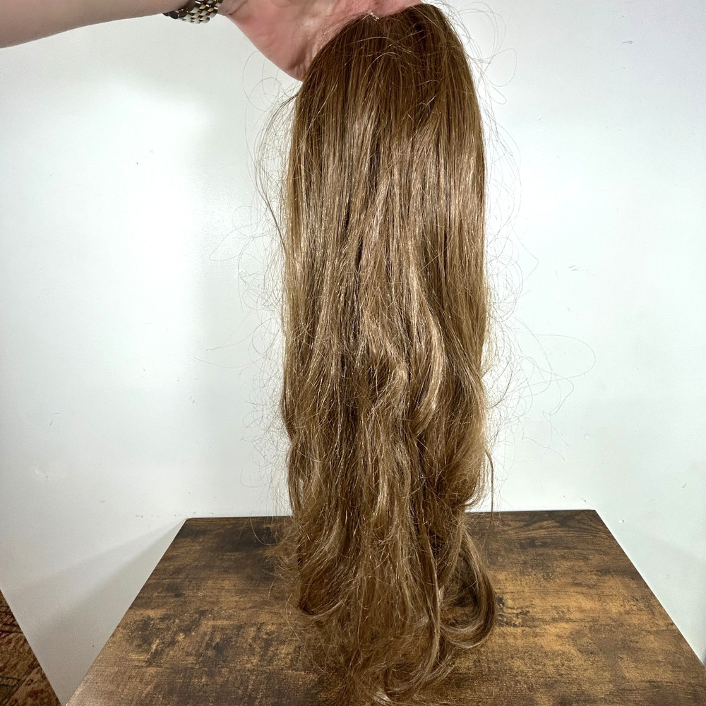 INH Ash Brown 22 inch clip in hair extensions Vegan